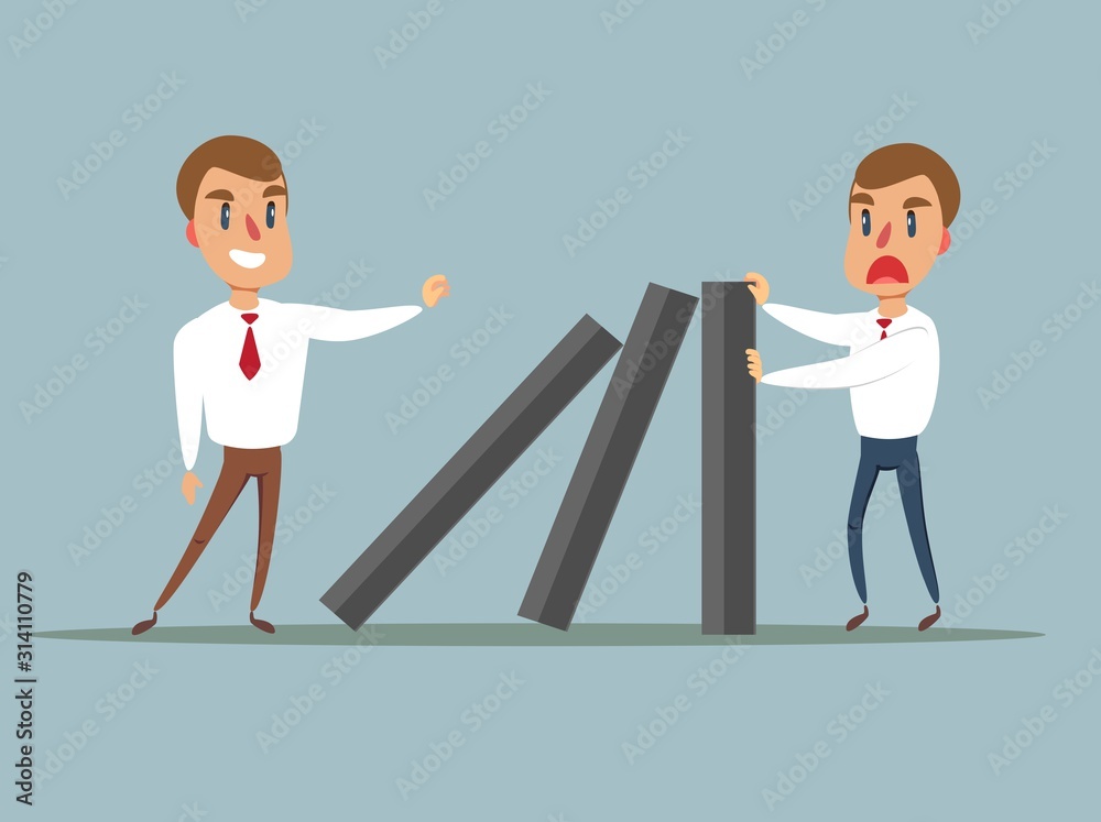 Fototapeta premium domino effect - Business concept . Vector flat design illustration.