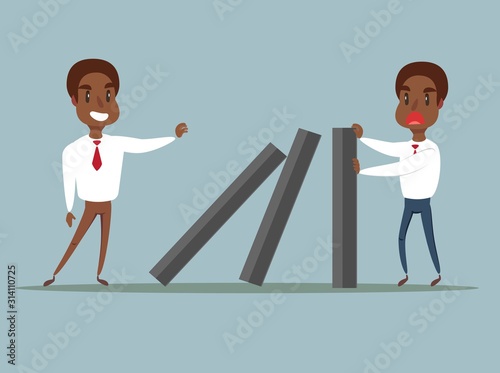 domino effect - Business concept . Vector flat design illustration.