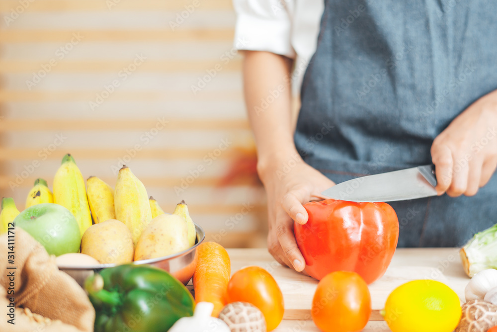 woman hands preparation fresh salad on table woman hands preparation fresh salad on table