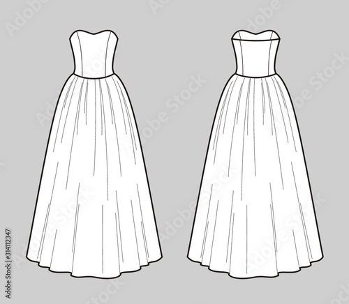 Wedding ress fashion flat illustration on the background
