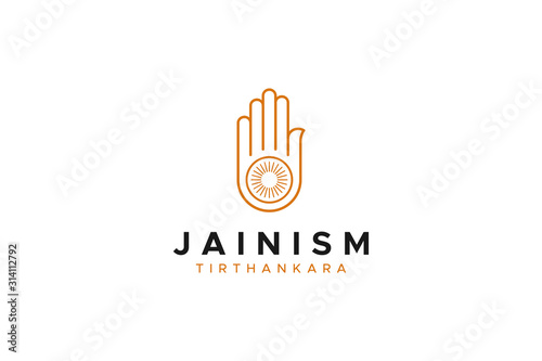 Religious Symbol Jainism Tirthankara isolated on white background. Flat Vector Icon Design Template Element photo
