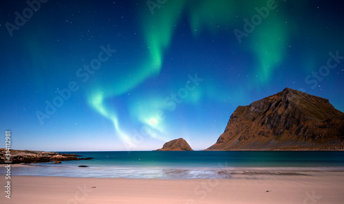 Aurora Borealis on sky in lofoten islands © stein