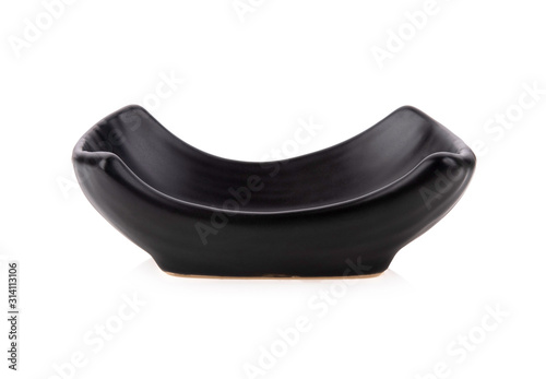 black bowl isolated with clipping path on white background