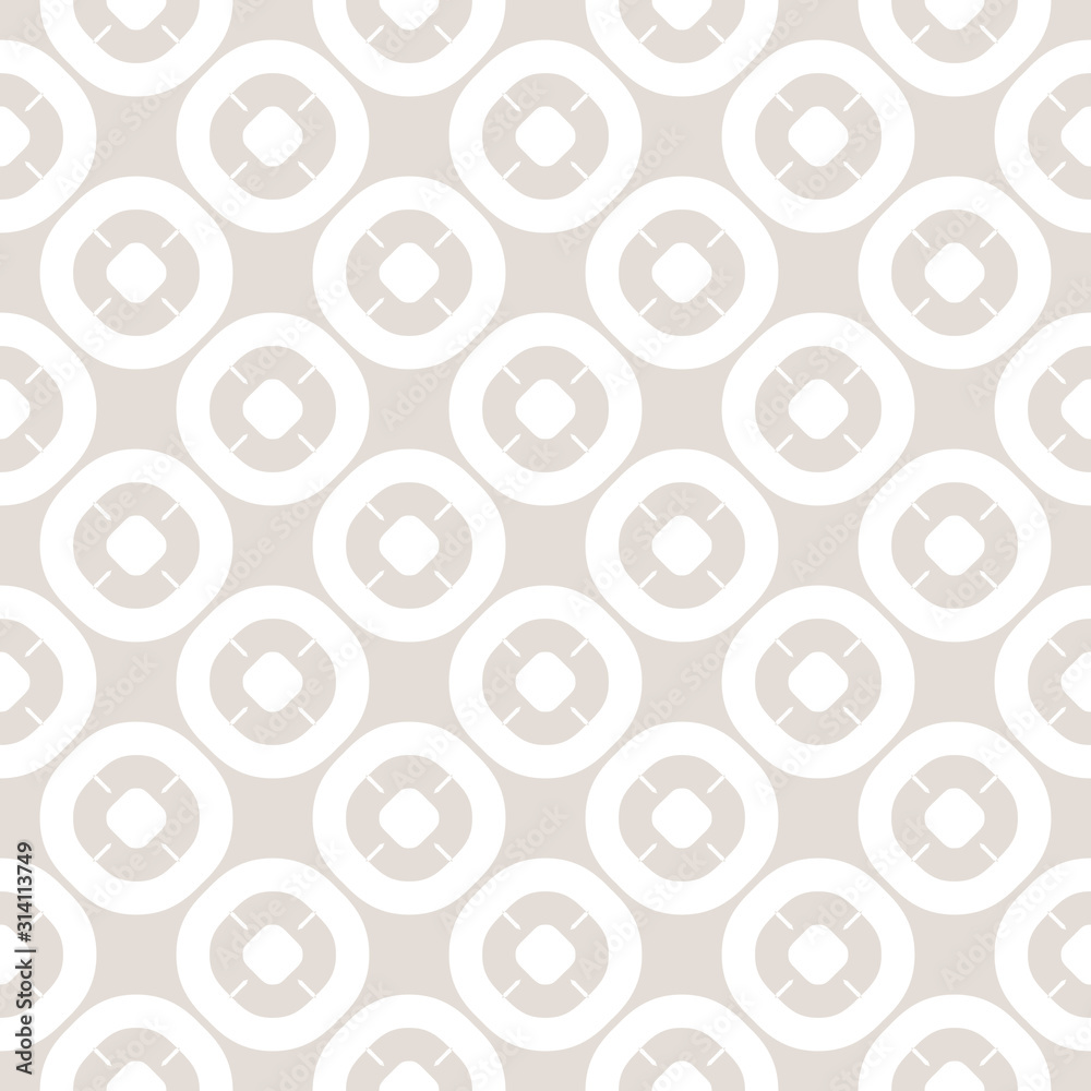 Funky style vector seamless pattern. Simple geometric texture with circles, rings, rounded grid. Subtle abstract background. Stylish minimalist beige and white repeat backdrop. Decorative design Funky style vector seamless pattern. Simple geometric texture with circles, rings, rounded grid. Subtle abstract background. Stylish minimalist beige and white repeat backdrop. Decorative design