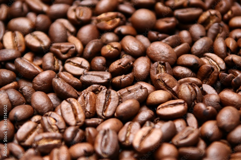 Grains de café en gros plan. Grains de café en gros plan.