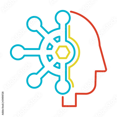 Human mind control linear vector icon isolated on white