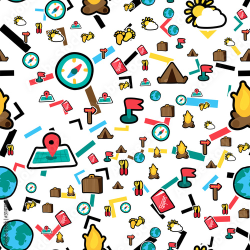 Vacation travel seamless color vector pattern
