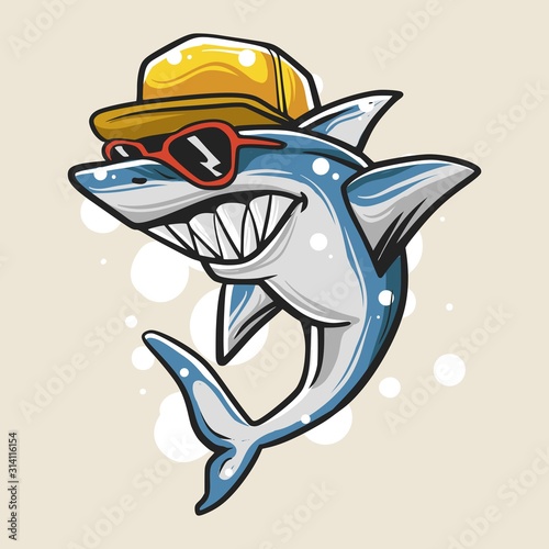 Urban shark boy premium vector