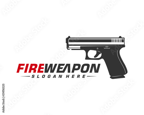 Weapon Fire logo design vector, Machine gun vector, Design Illustration
