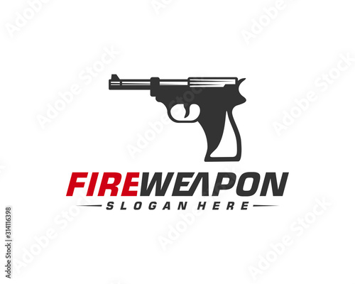 Weapon Fire logo design vector, Machine gun vector, Design Illustration