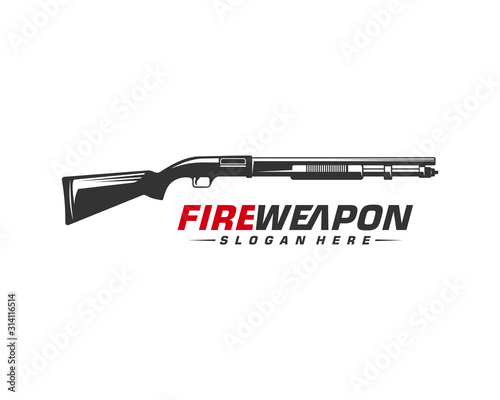 Weapon Fire logo design vector, Machine gun vector, Design Illustration