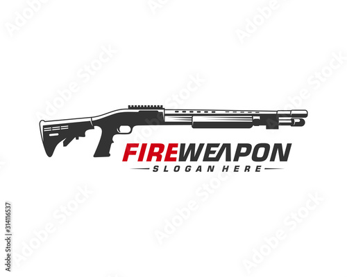 Weapon Fire logo design vector, Machine gun vector, Design Illustration
