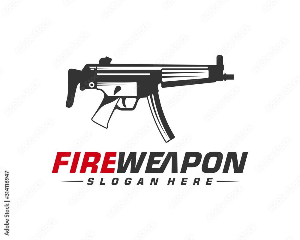 Weapon Fire logo design vector, Machine gun vector, Design Illustration Weapon Fire logo design vector, Machine gun vector, Design Illustration