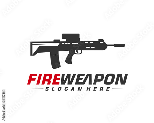 Weapon Fire logo design vector, Machine gun vector, Design Illustration