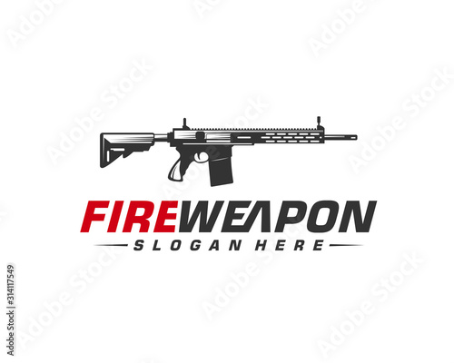 Weapon Fire logo design vector, Machine gun vector, Design Illustration