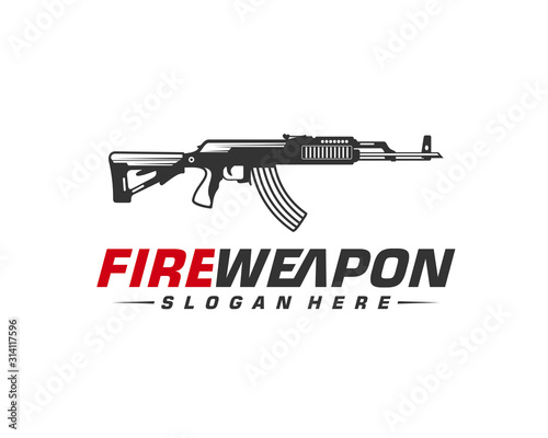 Weapon Fire logo design vector, Machine gun vector, Design Illustration