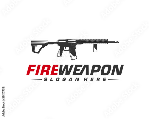 Weapon Fire logo design vector, Machine gun vector, Design Illustration