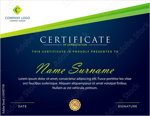 Green aand blue Creative certificate design