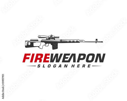 Weapon Fire logo design vector, Machine gun vector, Design Illustration