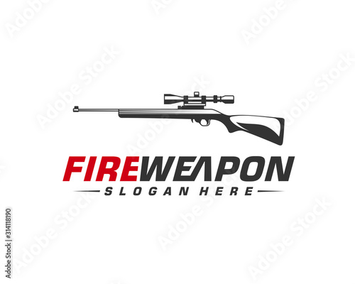 Weapon Fire logo design vector, Machine gun vector, Design Illustration