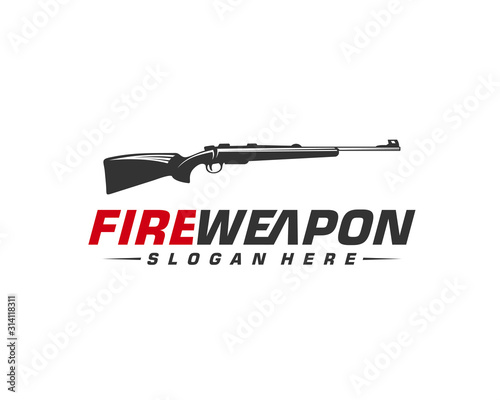 Weapon Fire logo design vector, Machine gun vector, Design Illustration