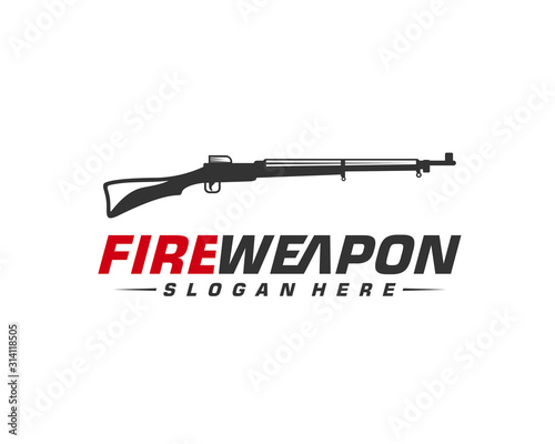 Weapon Fire logo design vector, Machine gun vector, Design Illustration