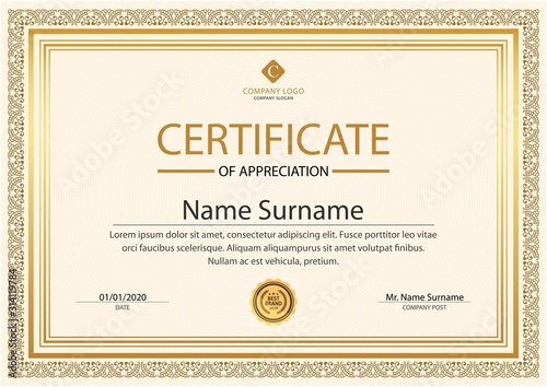 Template Certificate of Appreciation template.Trendy geometric design. Layered eps10 vector.