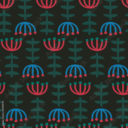 seamless pattern consisting of flowers and leaves