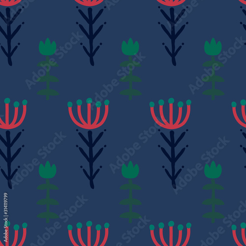 seamless pattern consisting of flowers and leaves