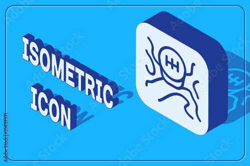 Isometric Gear shifter icon isolated on blue background. Transmission icon. Vector Illustration