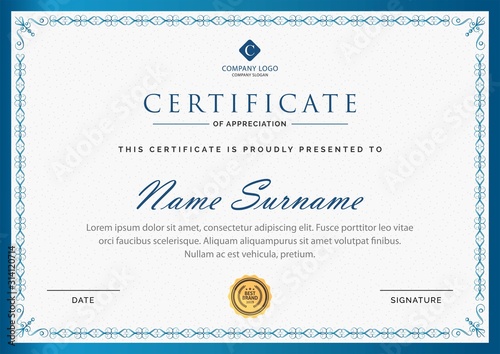 Modern Certificate. Template diploma currency border. Award background Gift voucher. Vector illustration.
