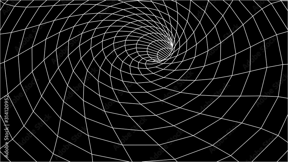 Obraz Abstract tunnel. Vector wormhole. 3D corridor mesh.