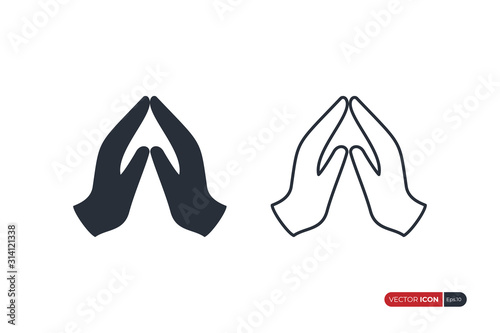 Praying Hands Icon isolated on white background. Fill and Outline Vector Icon Design Template Element