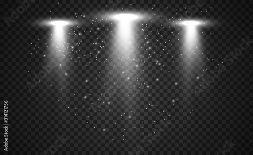 White scene on with spotlights. Vector illustration.