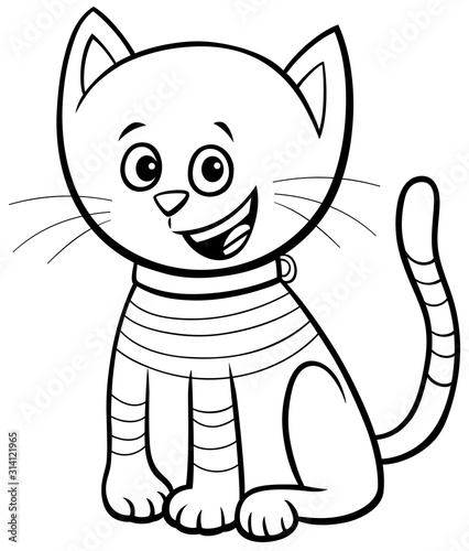 cat or kitten comic character coloring book page