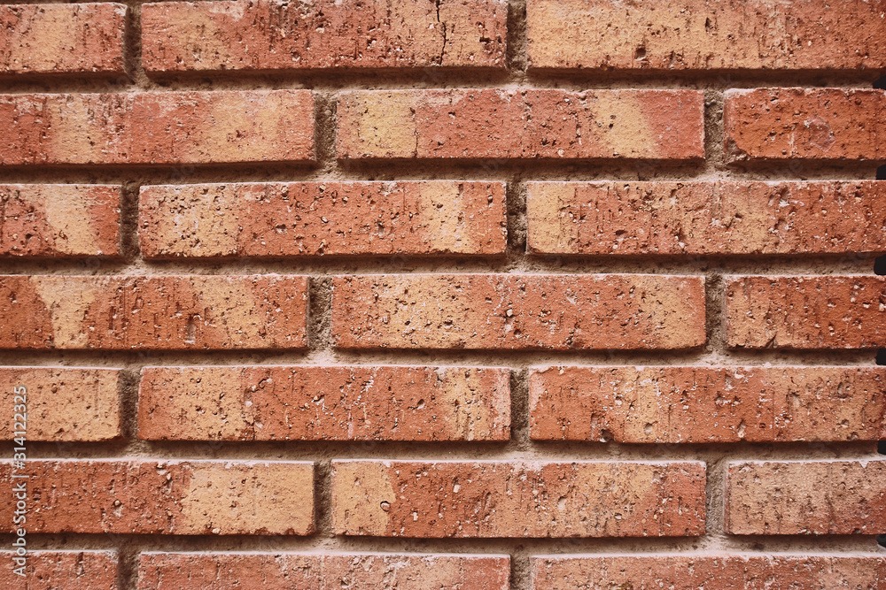 details of old red brick wall