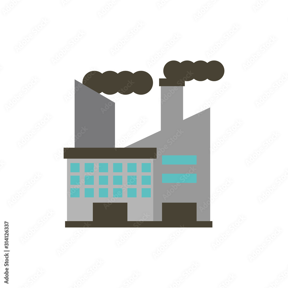 Isolated industrial factory and smoke vector design