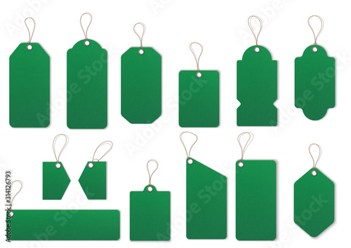Price tags on white background.