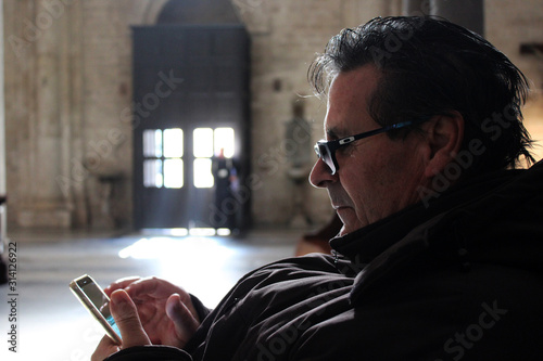 man reading photo