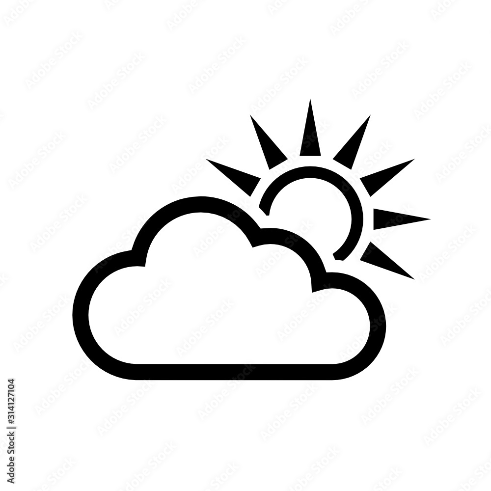 chmura i słońce ikona - obrazy, fototapety, plakaty 