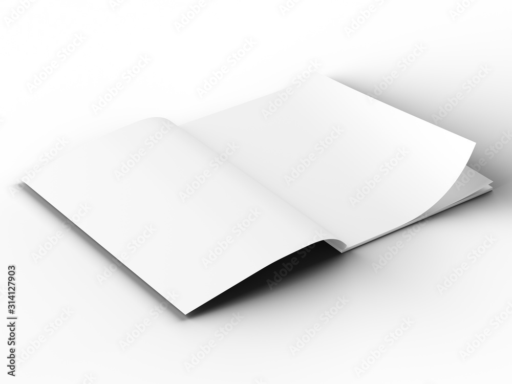 Magazine with open cover. Vertical A4 format. 3d illustration. Magazine with open cover. Vertical A4 format. 3d illustration.