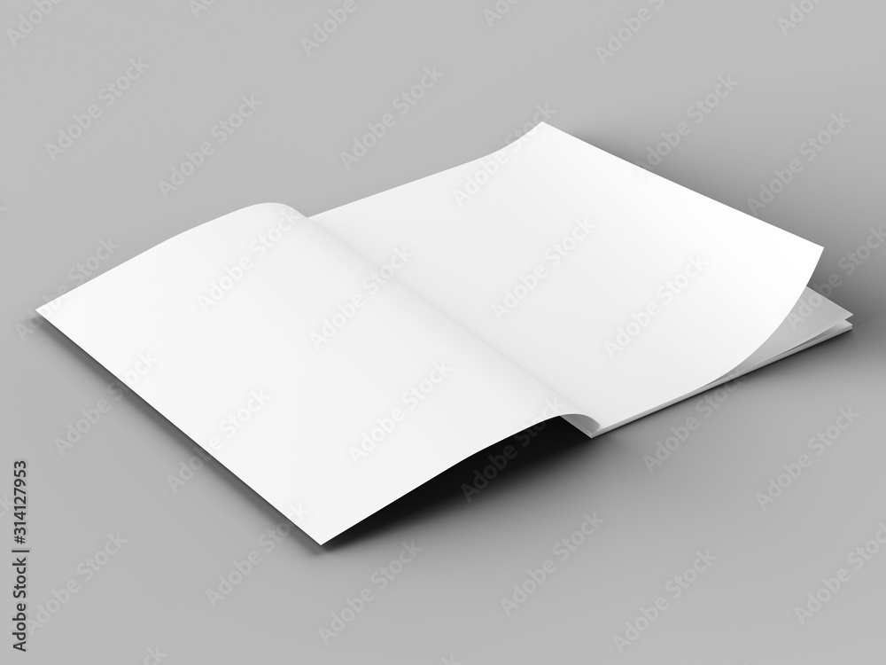 Magazine with open cover. Vertical A4 format. 3d illustration. Magazine with open cover. Vertical A4 format. 3d illustration.