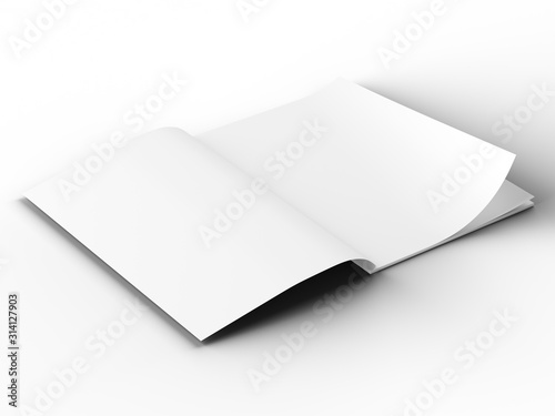 Magazine with open cover. Vertical A4 format. 3d illustration.