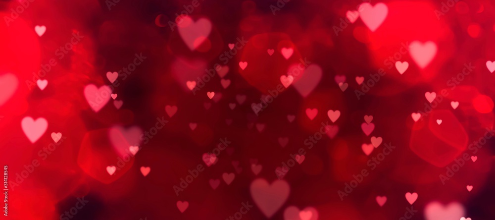 Fototapeta Walentynka dnia tła sztandar pojęcie miłość - abstrakcjonistyczny panoramy tło z czerwonymi sercami -