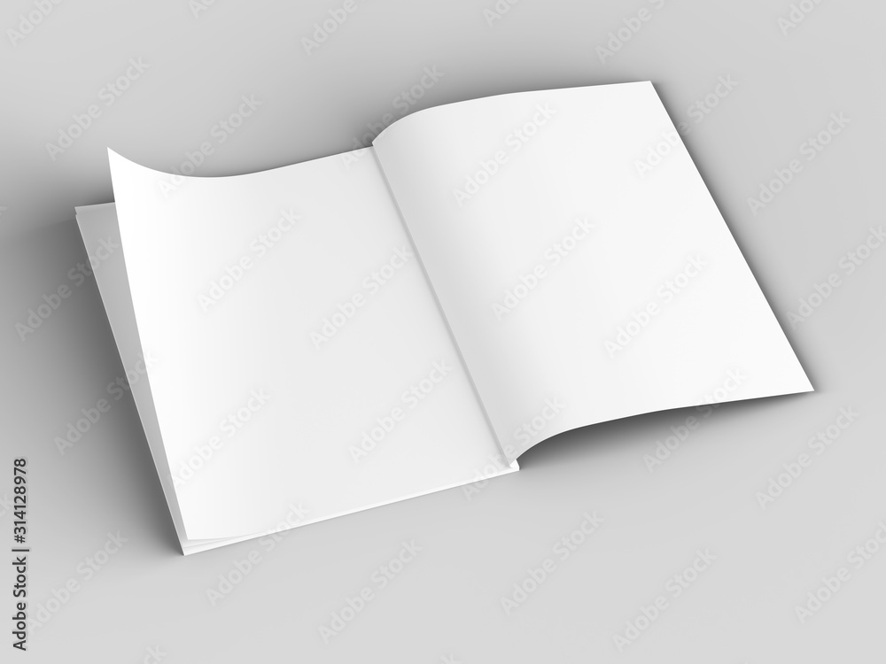 Magazine with open cover. Vertical A4 format. 3d illustration. Magazine with open cover. Vertical A4 format. 3d illustration.