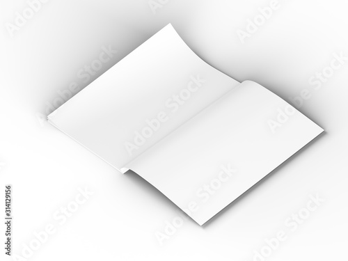 Magazine with open cover. Vertical A4 format. 3d illustration.