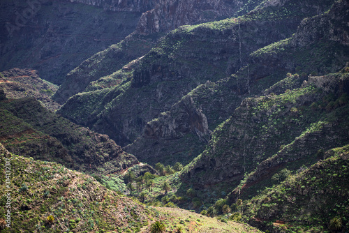 aerial view of mountains, spain lagomera, vacation, summer, europe