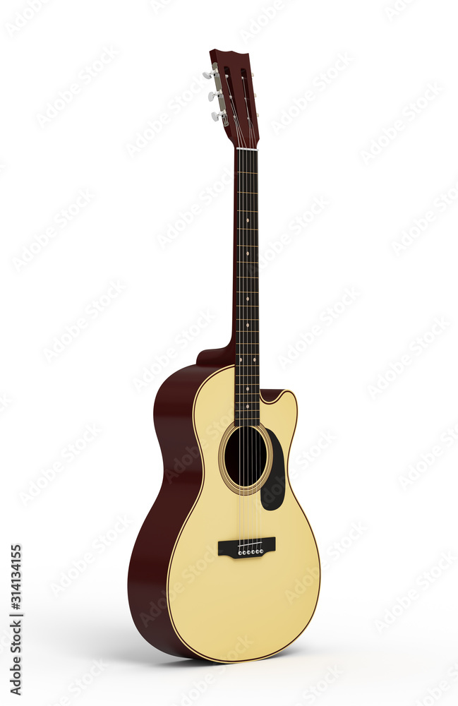 Fototapeta premium guitar on a white background 3d rendering