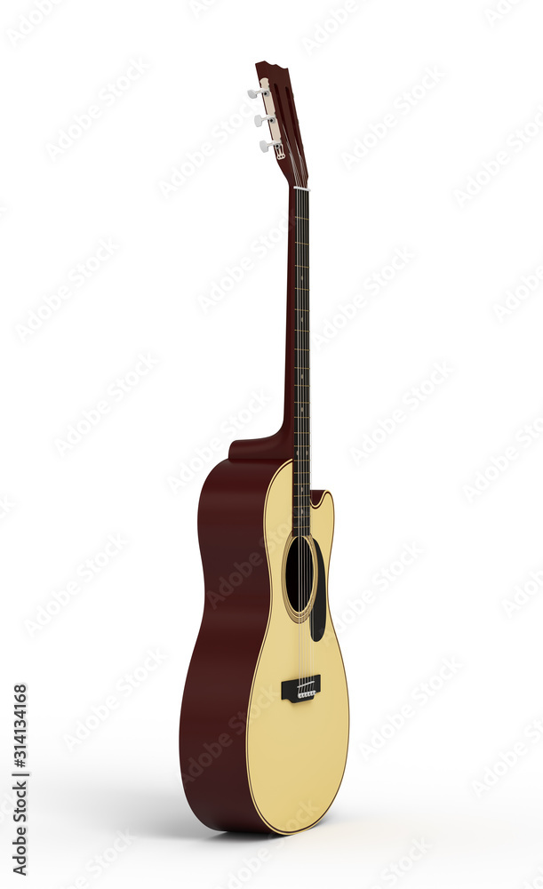 Naklejka premium guitar on a white background 3d rendering