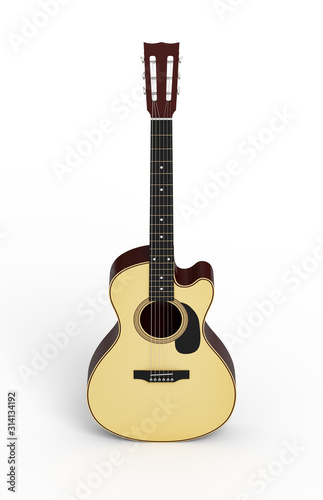 guitar on a white background 3d rendering
